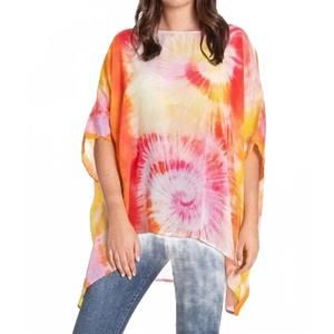 NEW APNY short kaftan top in spiral tie-dye print